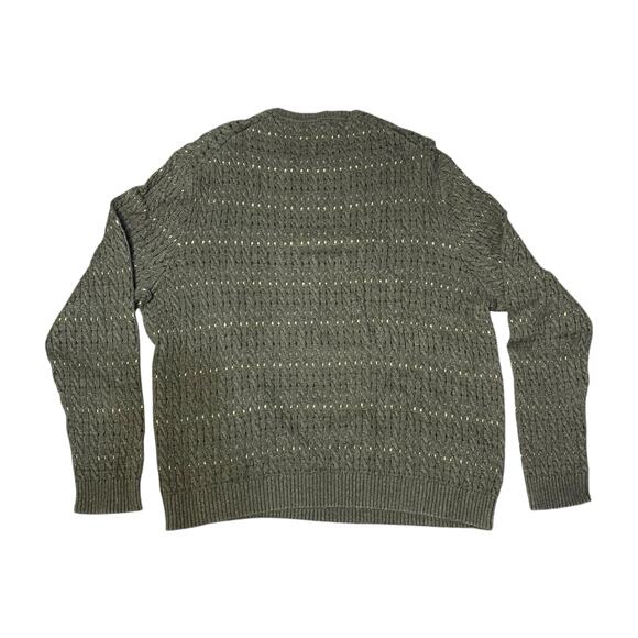 Men's 90's Grunge Olive & Tan Long Sleeve Cable Knit Sweater XXL Tasso Elba - Picture 3 of 8